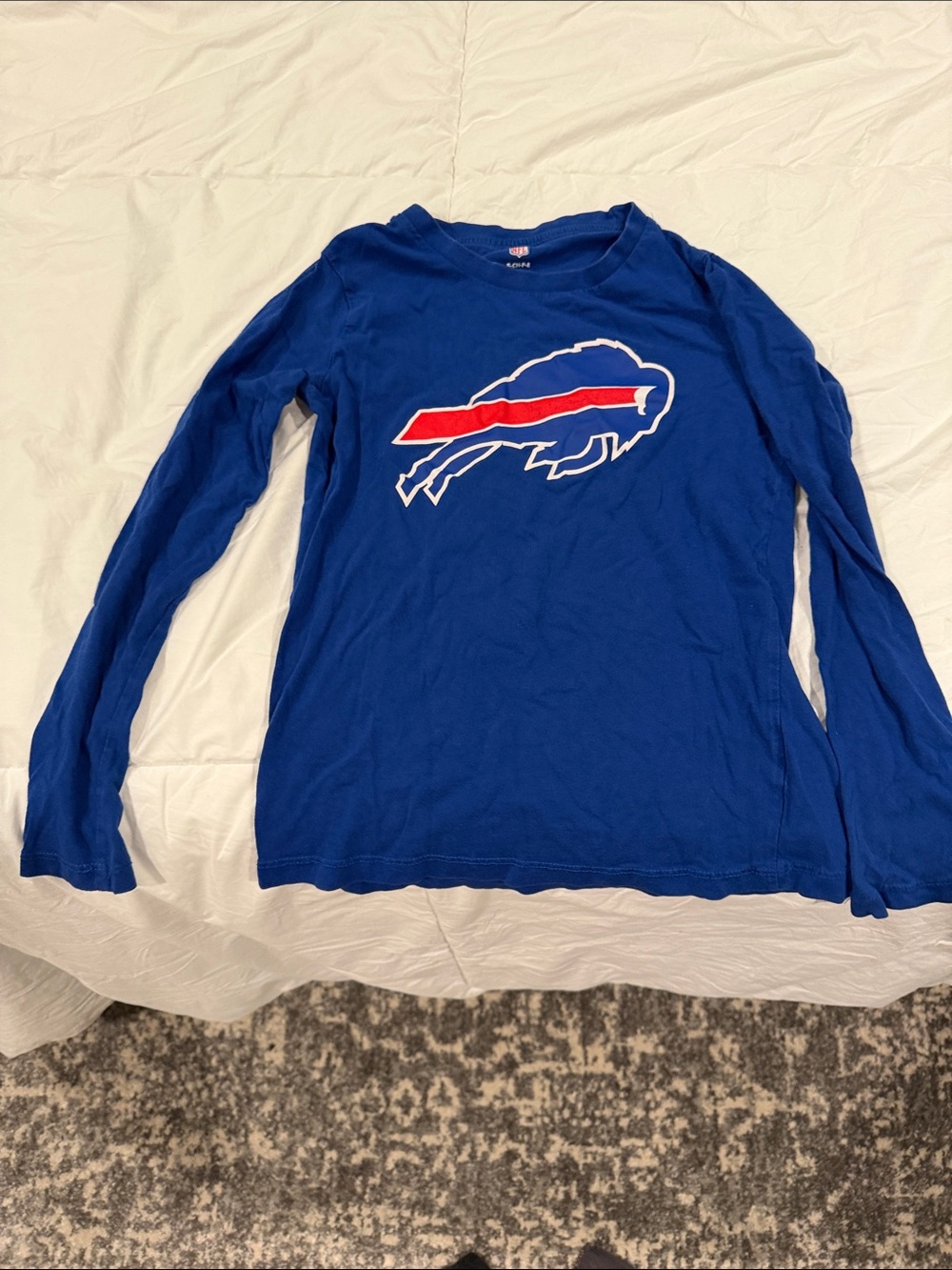 NFL Royal Blue Long Sleeve Tee with Red Buffalo Logo